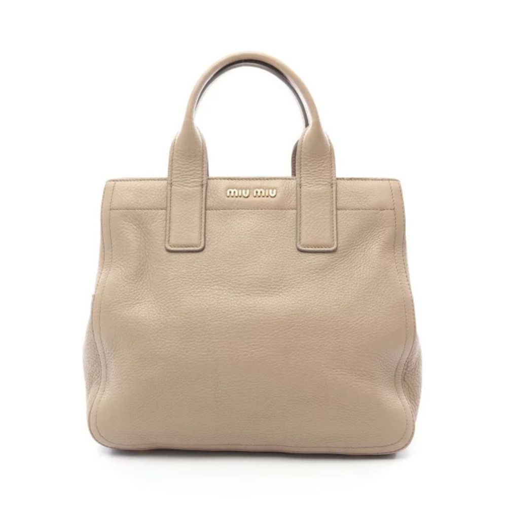 Miu Miu Vitello Caribe Handbag Leather Beige Cream